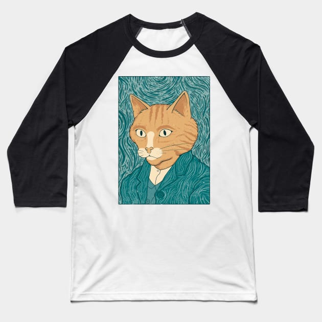 Cat Gogh Baseball T-Shirt by thiagocorrea